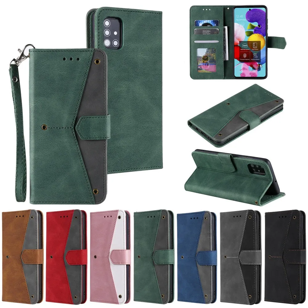 Anymob Samsung Pink Splicing Flip Leather Case Card Slot Wallet Phone Cover