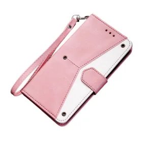 Anymob Samsung Pink Splicing Flip Leather Case Card Slot Wallet Phone Cover