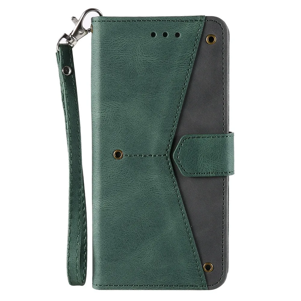 Anymob Samsung Pink Splicing Flip Leather Case Card Slot Wallet Phone Cover