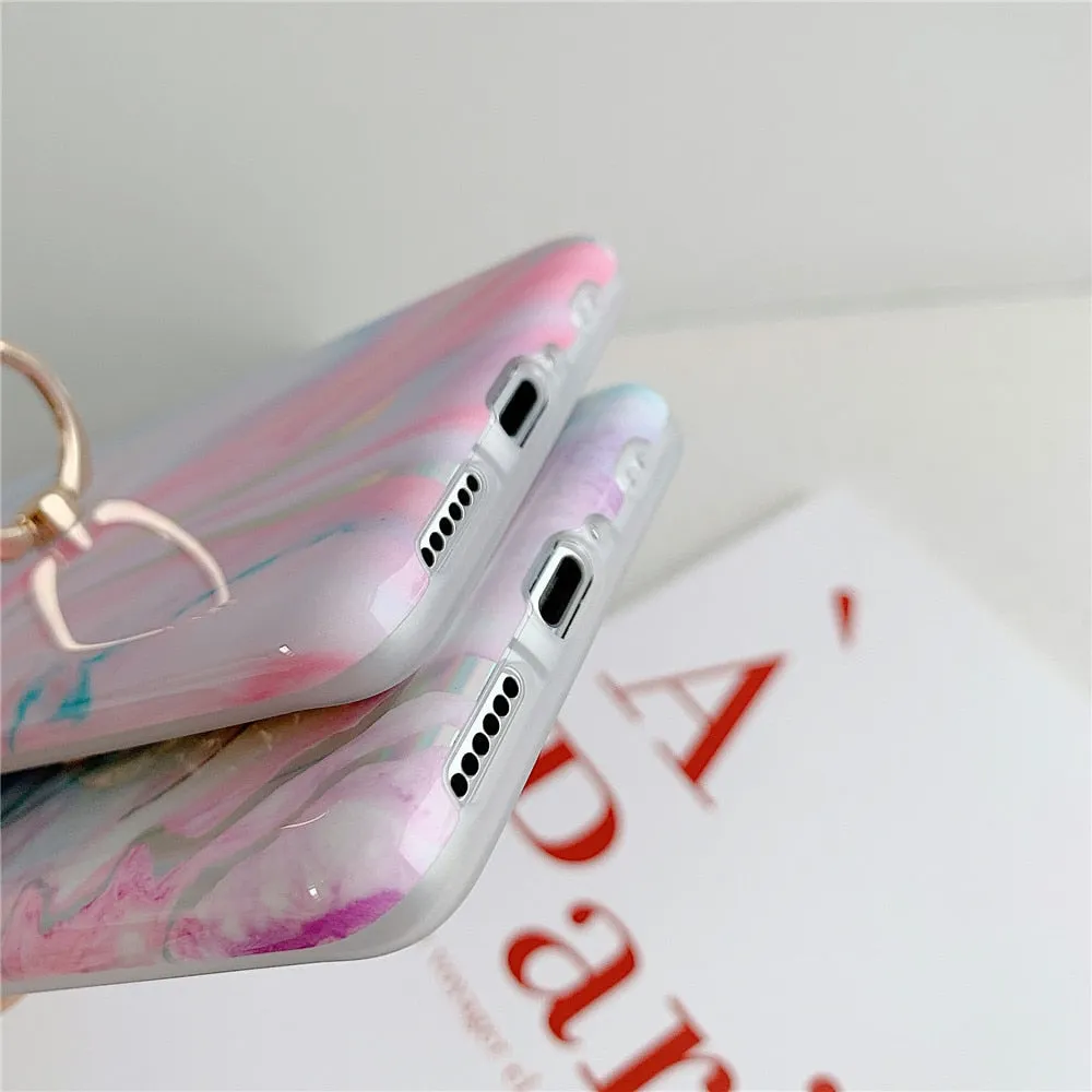 Anymob Samsung Violet And Blue Marble Finger Ring Phone Case Soft Silicon Cover