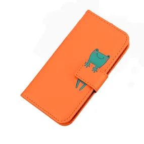 Anymob Xiaomi Redmi Orange Flip Leather Cases Cute Cartoon Cat Wallet Cover Shell