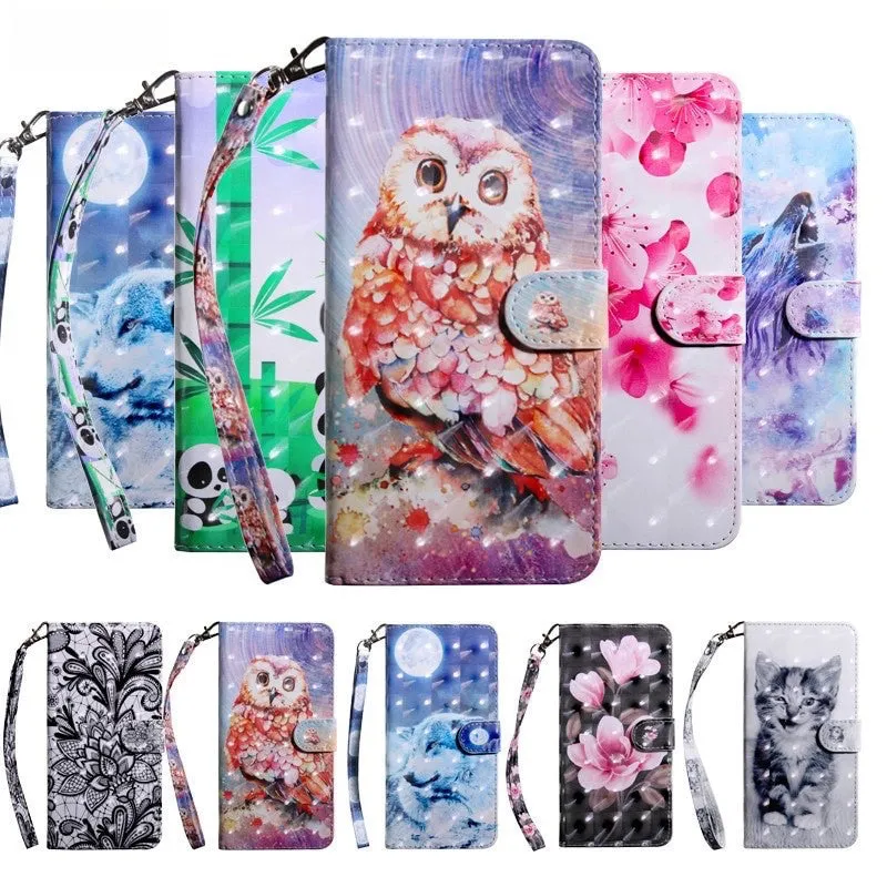 Anymob Xiaomi Redmi Orange Leather Case Owl Flip Wallet Cover Bag Shell Women Men