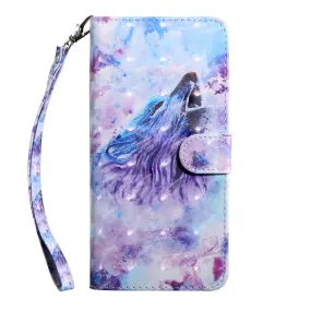 Anymob Xiaomi Redmi Phone Case Purple Wolf Leather Flip Wallet Cover