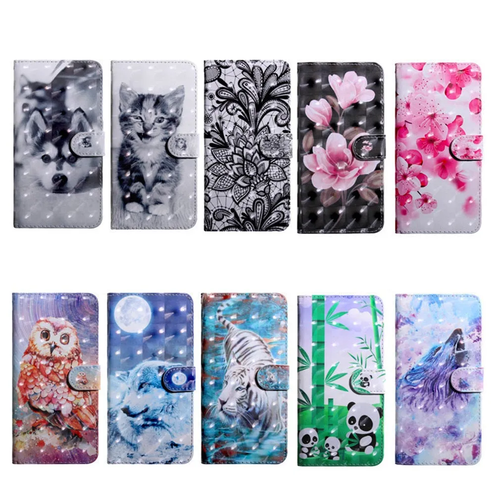 Anymob Xiaomi Redmi Phone Case Purple Wolf Leather Flip Wallet Cover