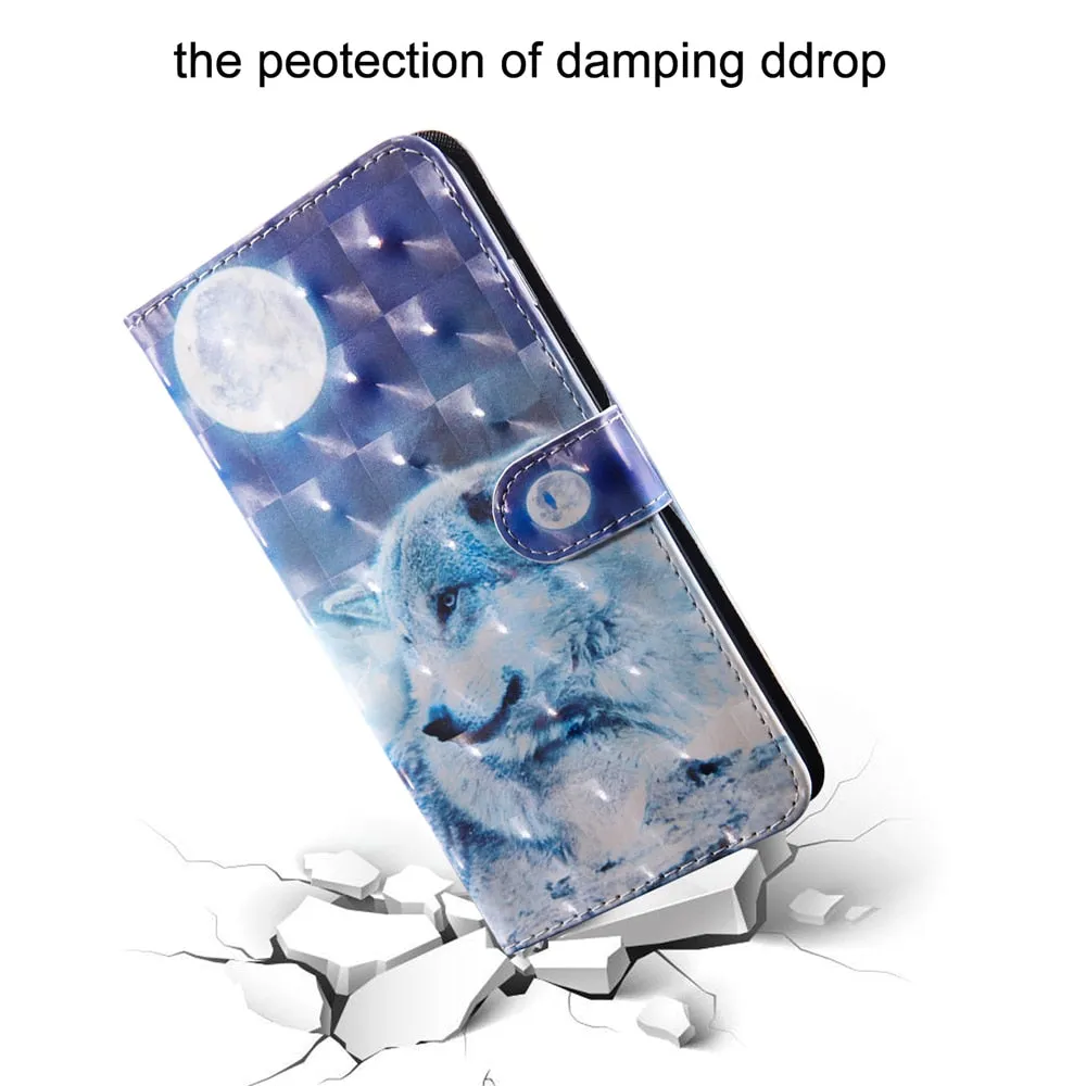Anymob Xiaomi Redmi Phone Case Purple Wolf Leather Flip Wallet Cover