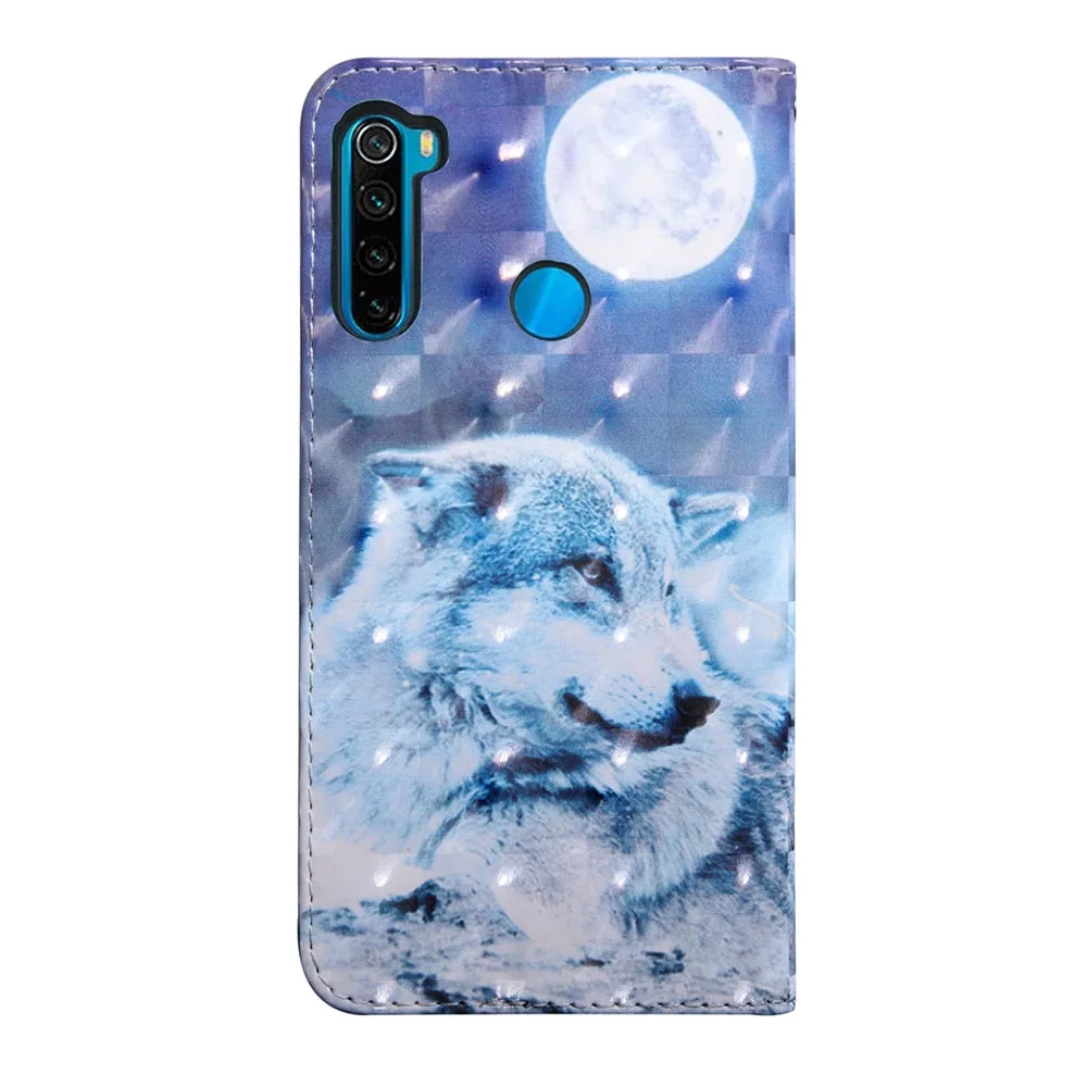 Anymob Xiaomi Redmi Phone Case Purple Wolf Leather Flip Wallet Cover