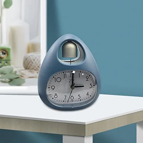 ATORSE® Creative Table Clock Egg Shaped with Nightlight Wake Up for Home Decor Blue