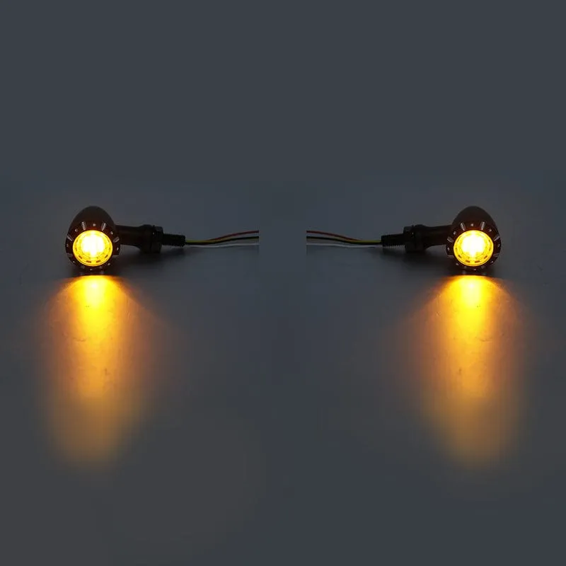 Attitude Inc Bullet Universal Turn Signal Indicator Lights LED, Cast Aluminium Black, For Harley Models, Set