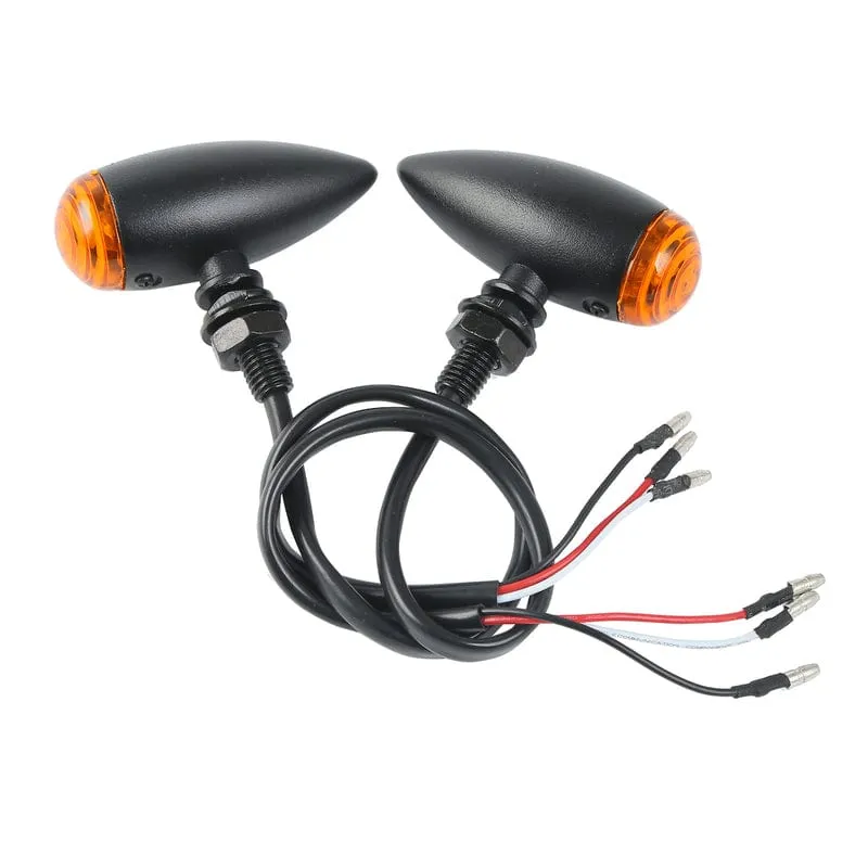 Attitude Inc Turn Signal Indicator, Bullet Retro,  Aluminium Black, For Harley Customs, Set