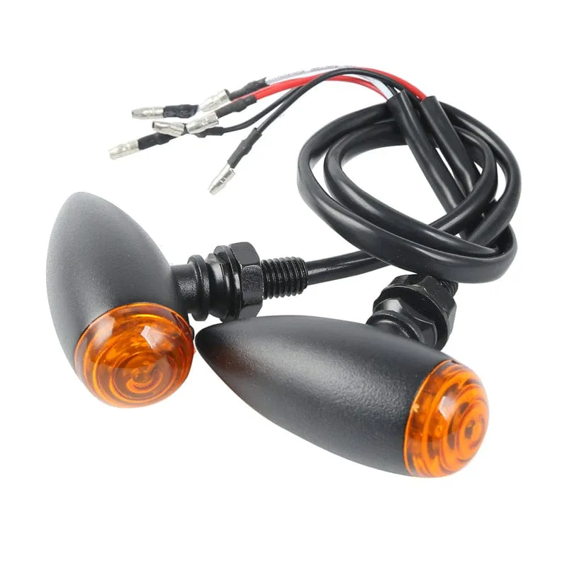 Attitude Inc Turn Signal Indicator, Bullet Retro,  Aluminium Black, For Harley Customs, Set