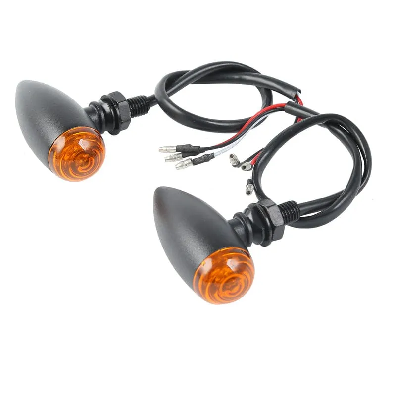 Attitude Inc Turn Signal Indicator, Bullet Retro,  Aluminium Black, For Harley Customs, Set