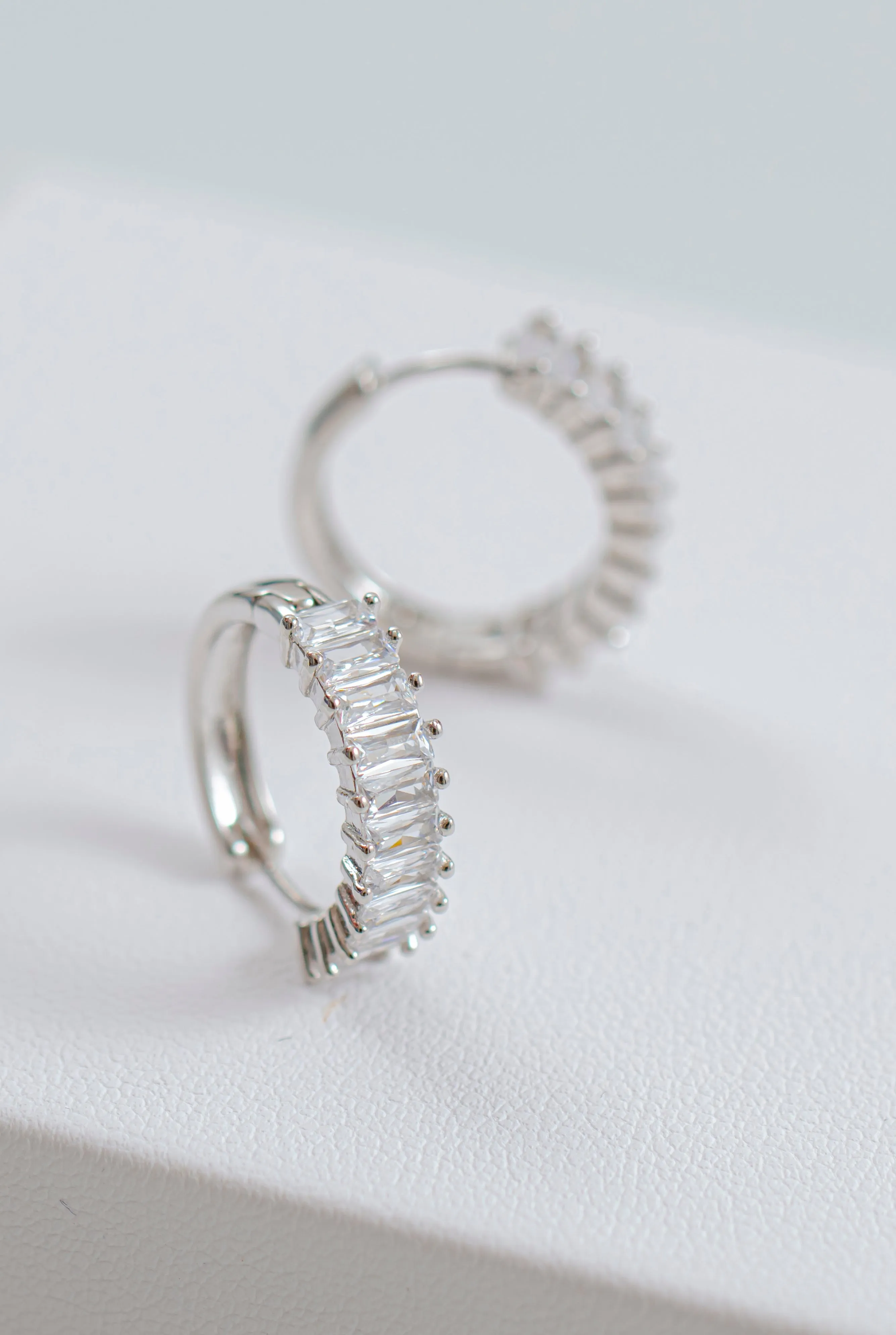 Baguette Crystal Hoops