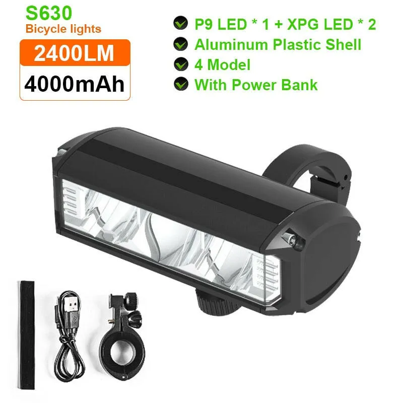 Bicycle Light 8000mAh 5 LED Bike Light Front Rechargeable LED Flashlight 5200LM Headlight with Power Bank Bicycle Accessories