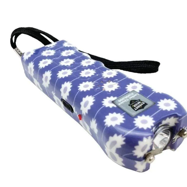 Blue Daisy Print 21,000,000 Volt Stun Gun Flashlight Panic Alarm
