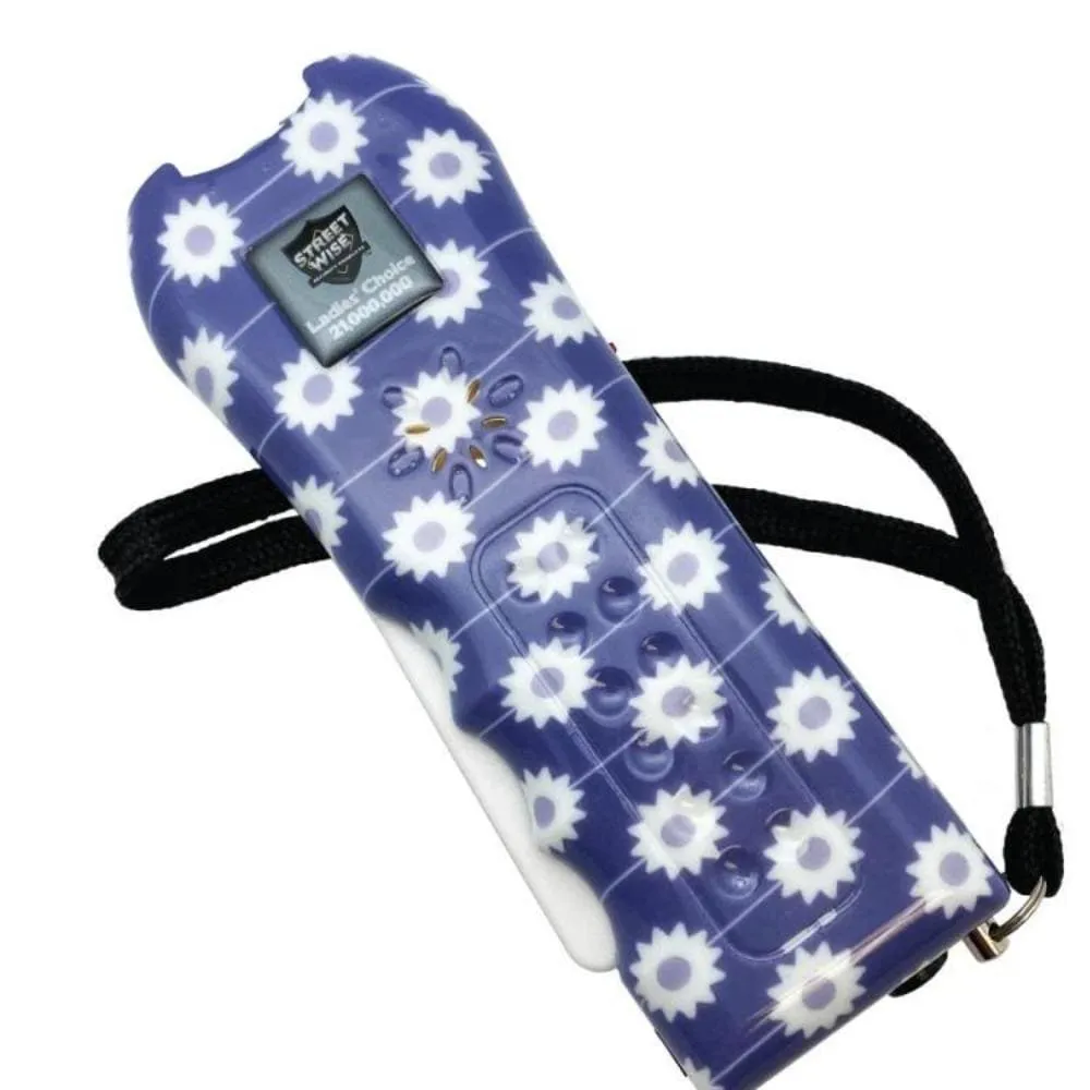 Blue Daisy Print 21,000,000 Volt Stun Gun Flashlight Panic Alarm