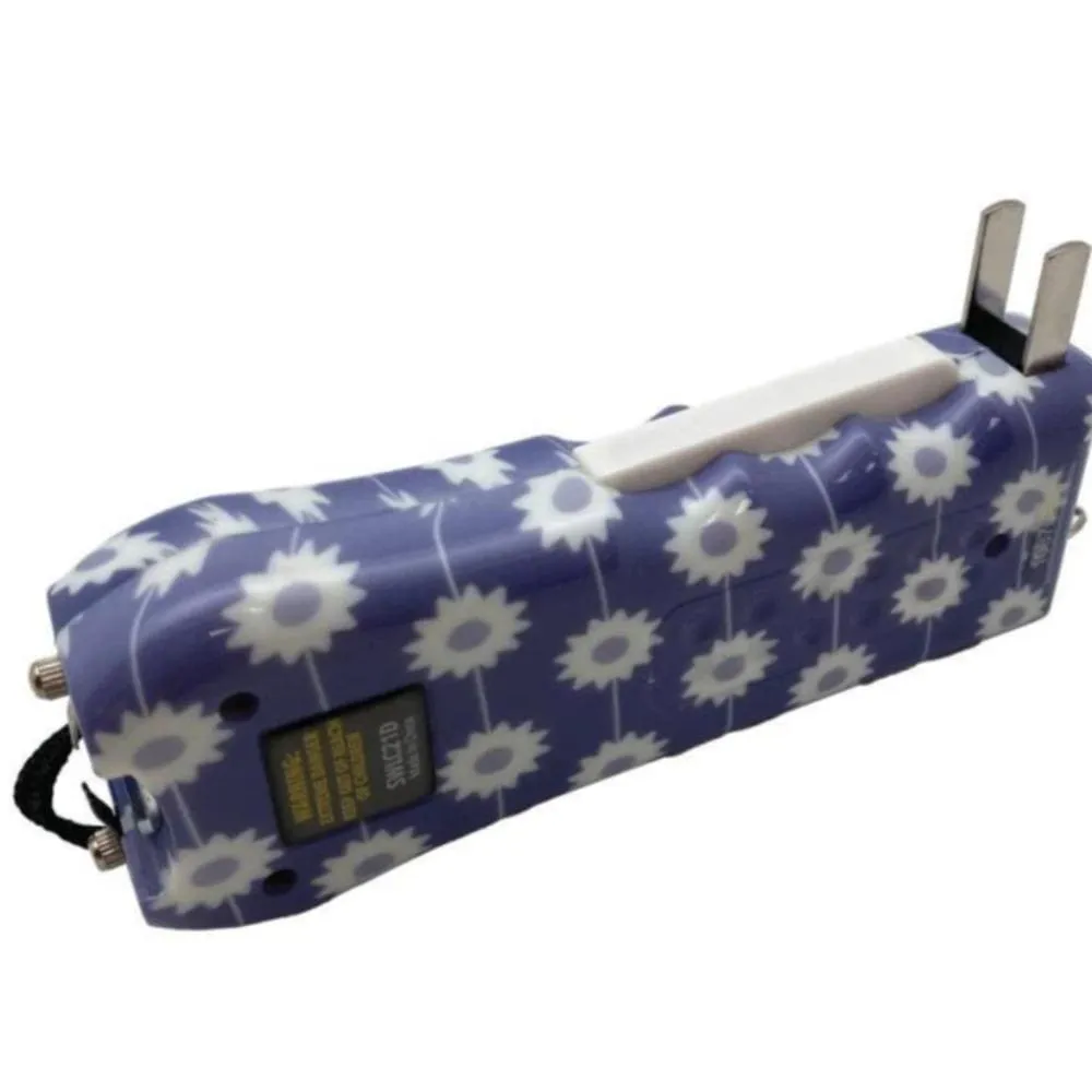 Blue Daisy Print 21,000,000 Volt Stun Gun Flashlight Panic Alarm