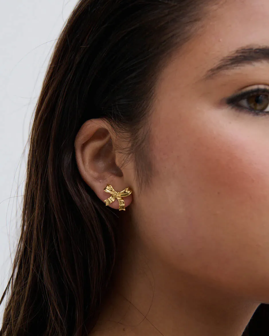 Bow Stud 18K Gold Plated Earrings