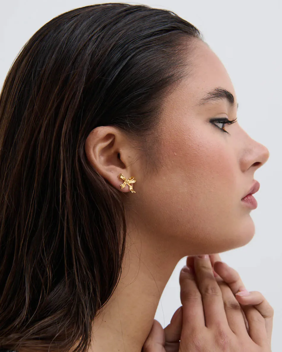 Bow Stud 18K Gold Plated Earrings