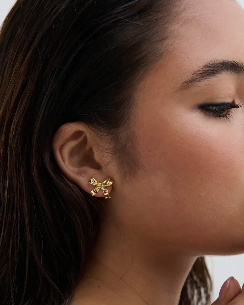 Bow Stud 18K Gold Plated Earrings