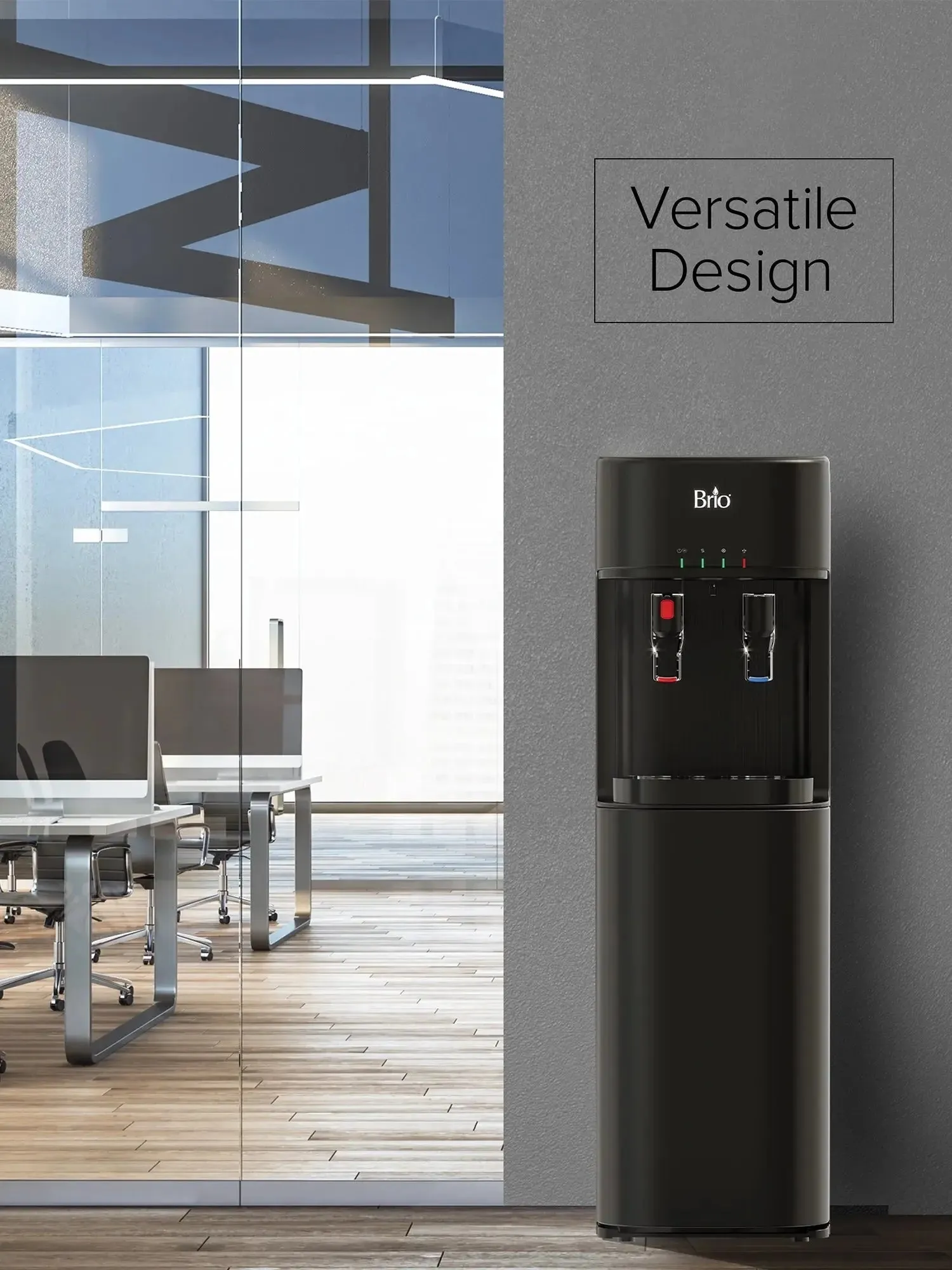 Brio Bottleless Water Dispenser 4-Stage Filtration, Self-Cleaning, Hot & Cold, Height 41"