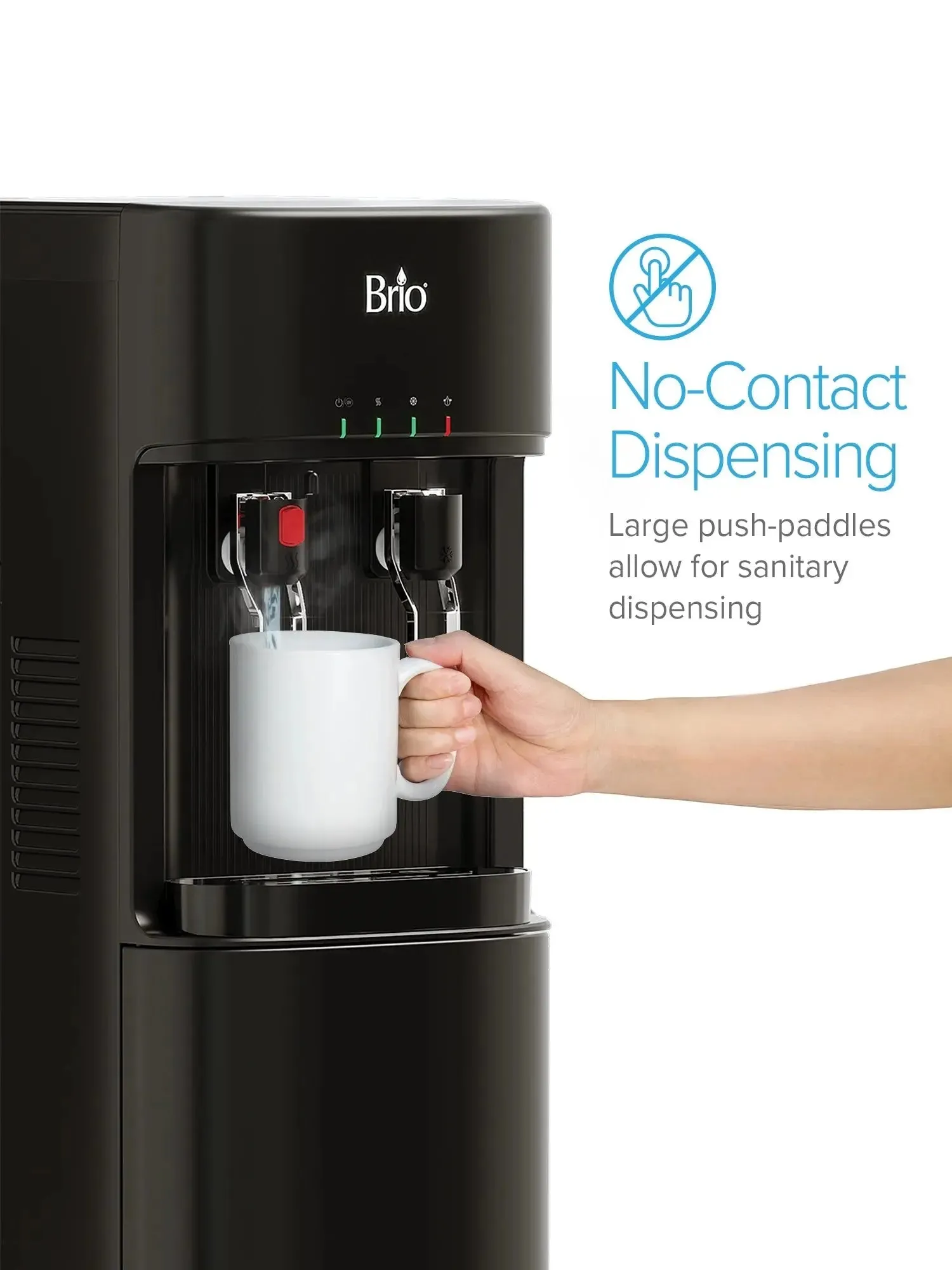 Brio Bottleless Water Dispenser 4-Stage Filtration, Self-Cleaning, Hot & Cold, Height 41"