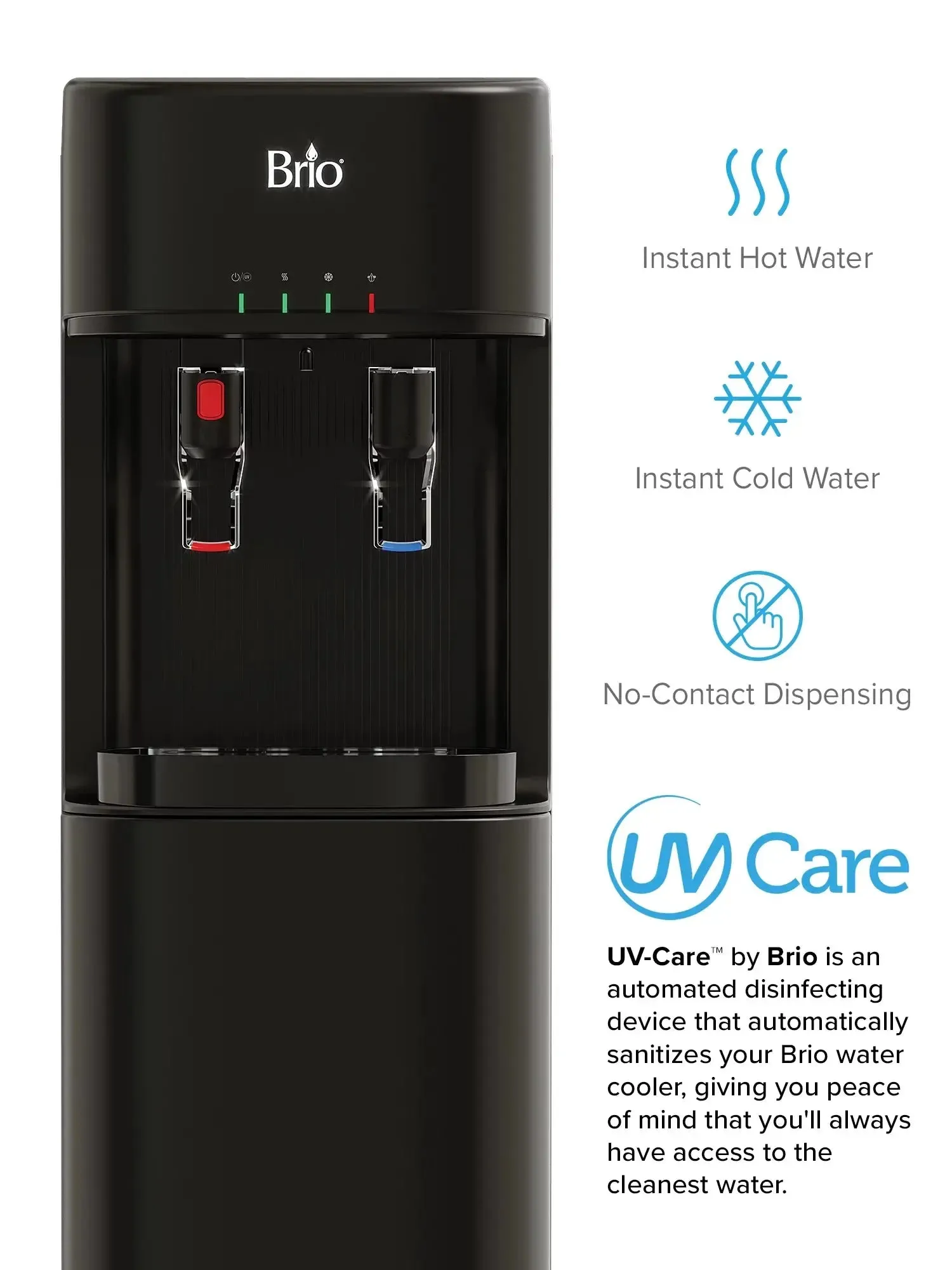 Brio Bottleless Water Dispenser 4-Stage Filtration, Self-Cleaning, Hot & Cold, Height 41"