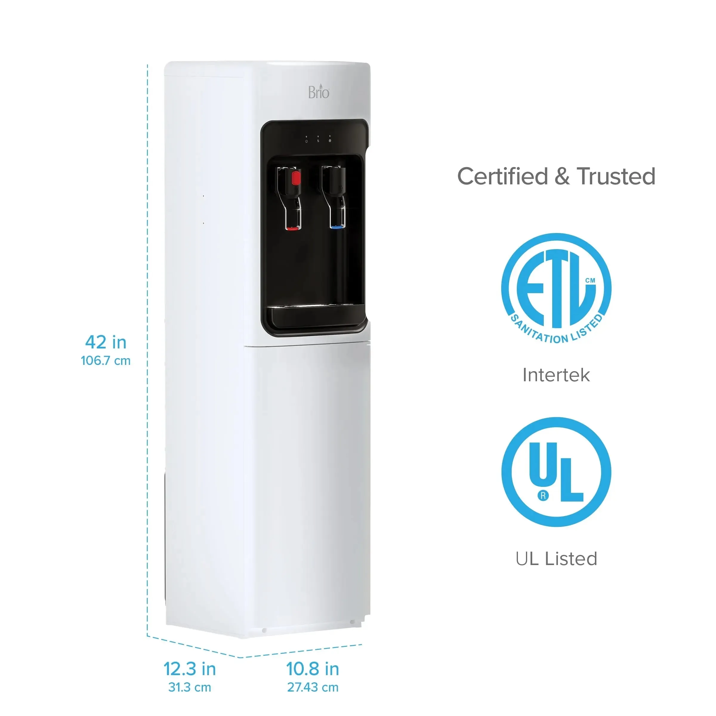 Brio Bottleless Water Dispenser CLPOU320WSLUV2P 2-Stage Filtration, Self-Cleaning, Actual Height 41"