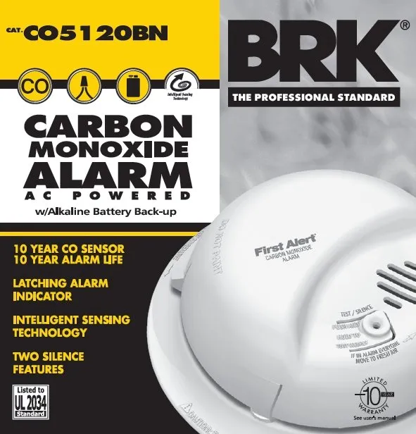 BRK CO5120BN Carbon Monoxide Detector 10 Year