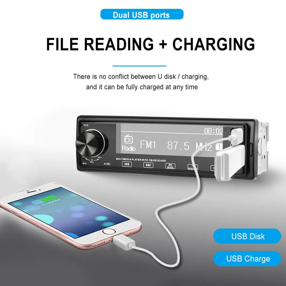 Car Mp3 Player K701 Bluetooth Iso Interface Hands-free Calling