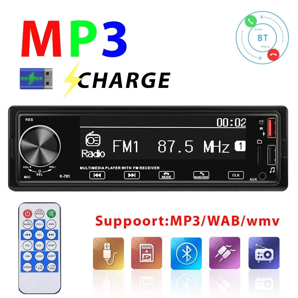 Car Mp3 Player K701 Bluetooth Iso Interface Hands-free Calling