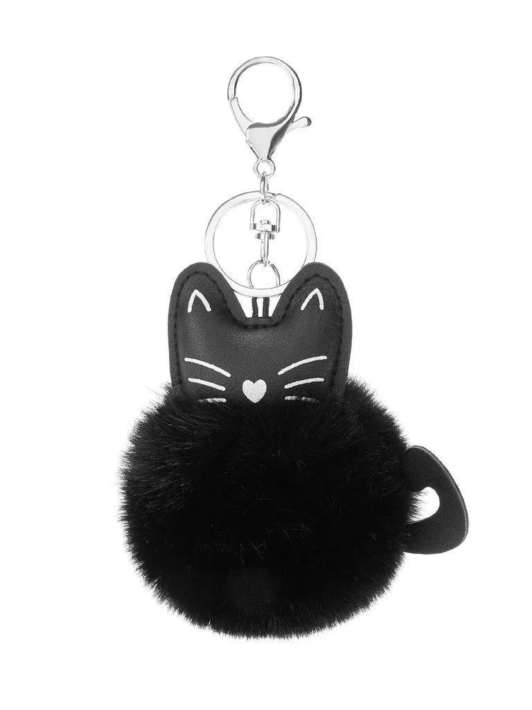 Cat Detail Pom Pom Keychain