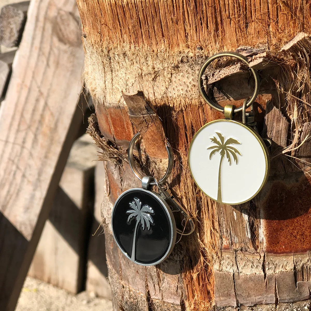 Coconut Palm Round Keychain