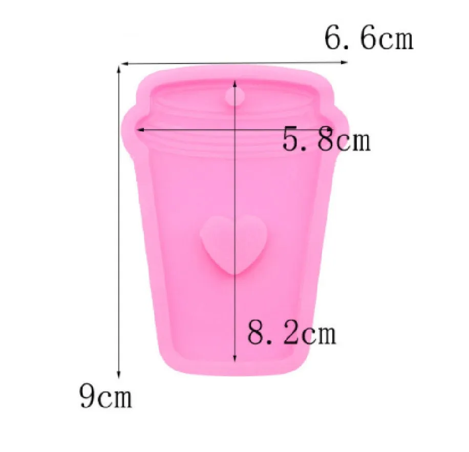 Coffee Cup Mold -  Love Heart Java Shiny Pink Silicone Mold Resin Epoxy Mold Keychain Key Chain Crafts Jewelry Making Supplies Polymer Clay