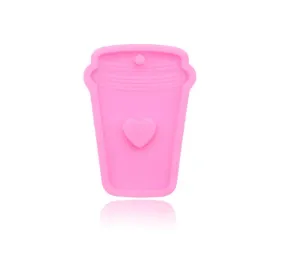 Coffee Cup Mold -  Love Heart Java Shiny Pink Silicone Mold Resin Epoxy Mold Keychain Key Chain Crafts Jewelry Making Supplies Polymer Clay
