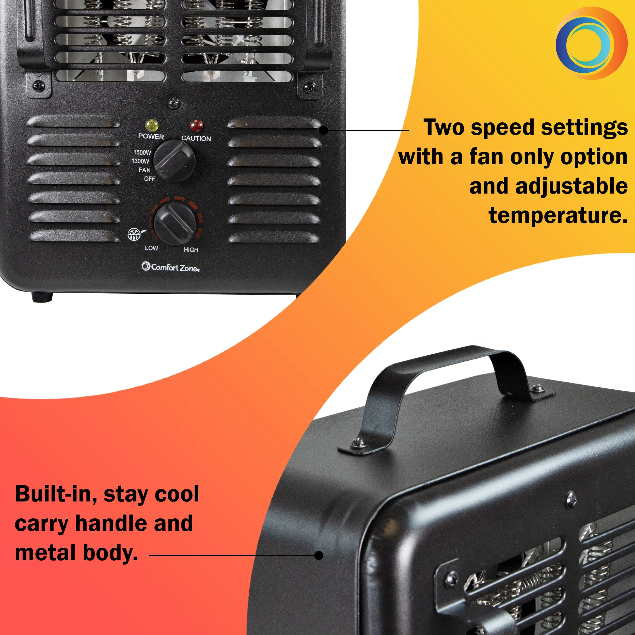 Comfort Zone Utility Milkhouse Heater in Black