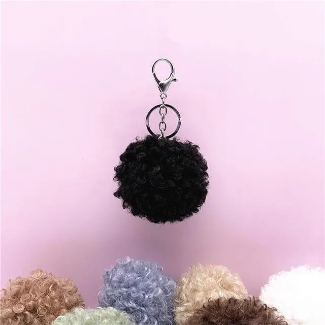 Curly cute Doll Unique Keychains - Plush Pom-Pom - k4212