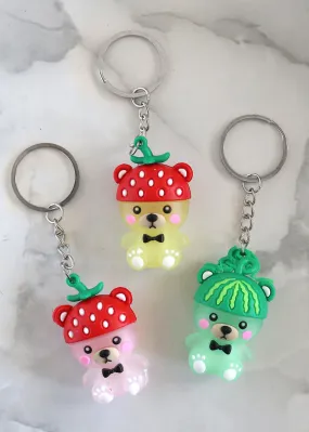 Cute Bear with Strawberry Top Keychain