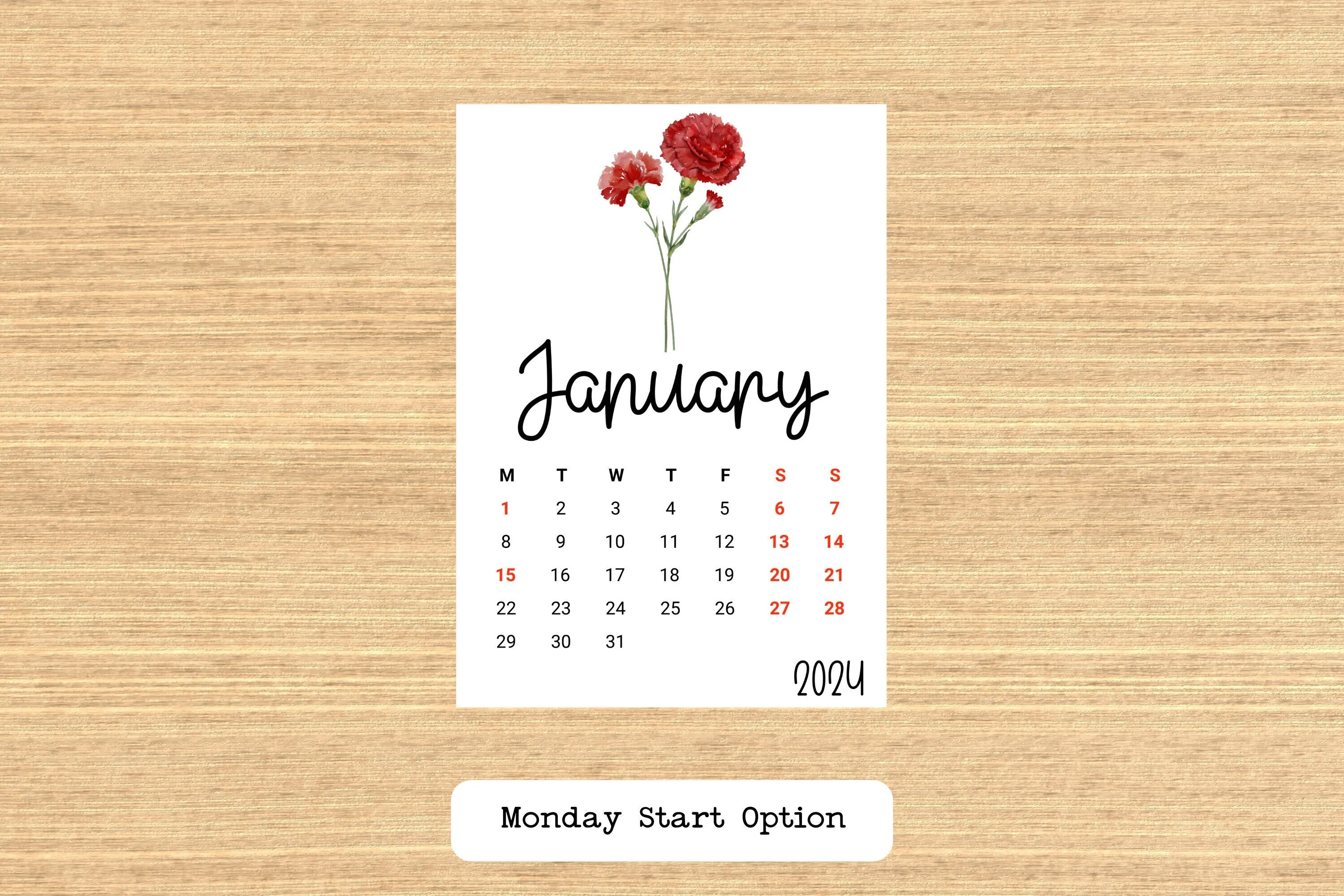 Desk Calendar Birth Flower Design