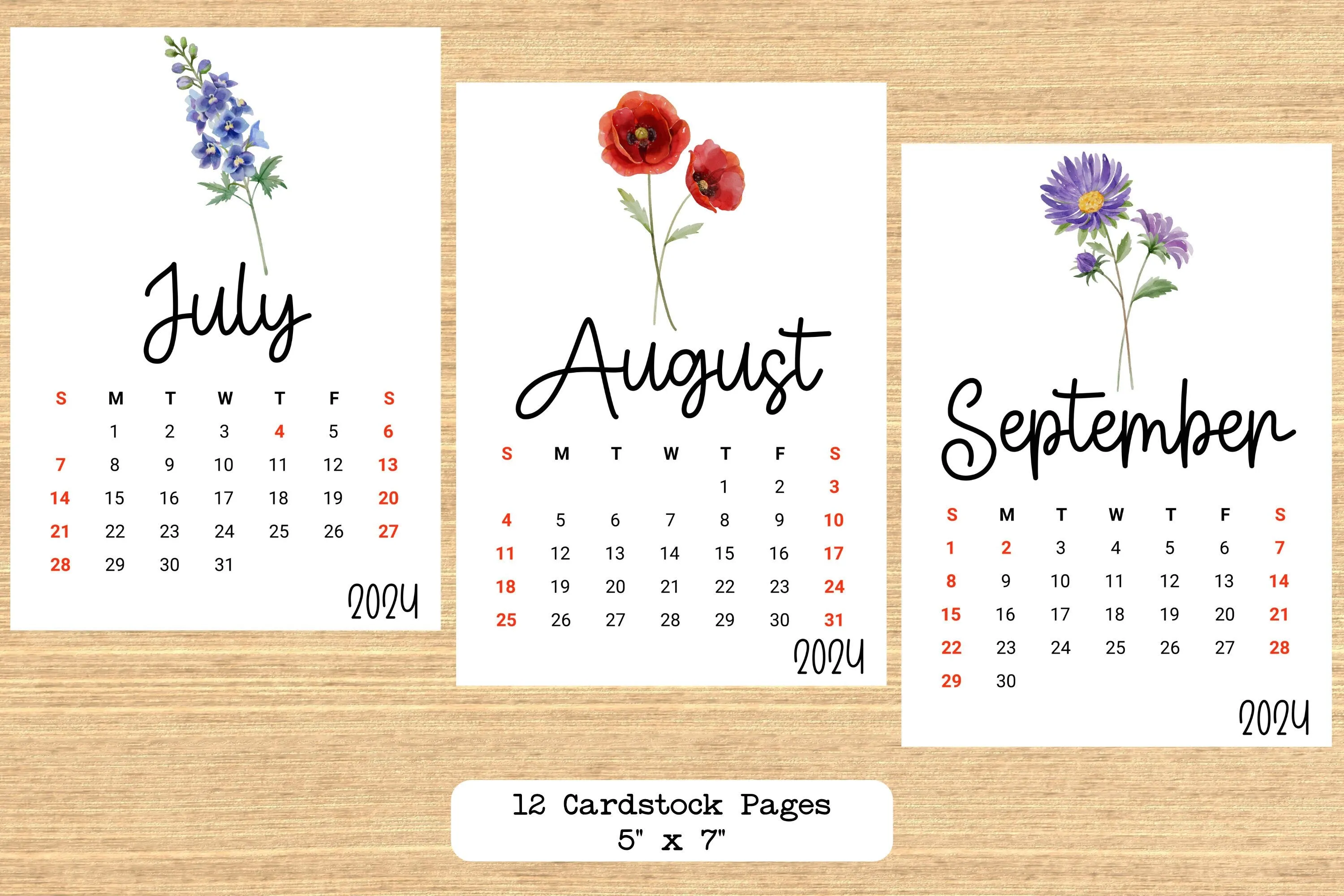 Desk Calendar Birth Flower Design