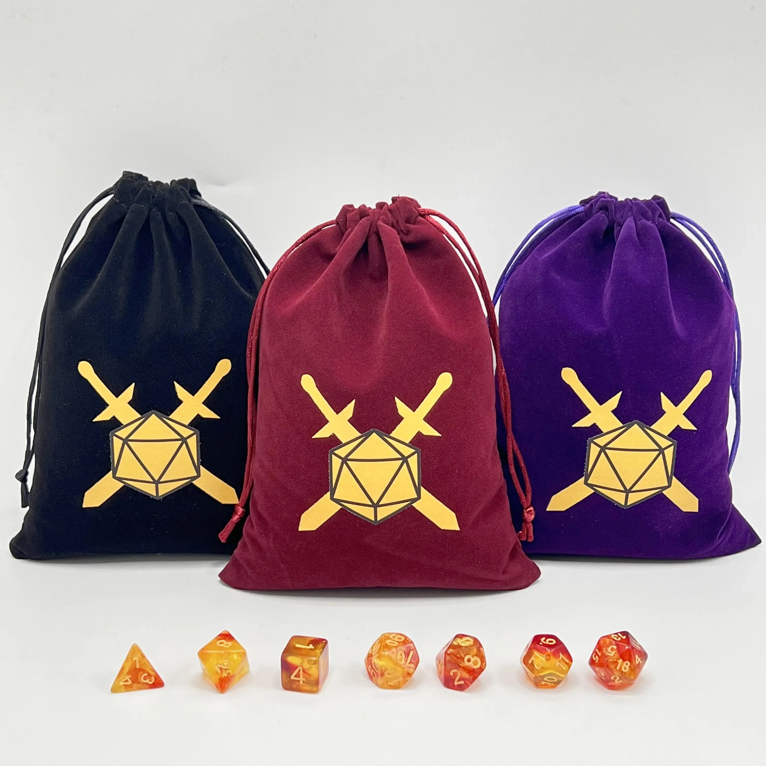 Dice Bag I D20 | Velvet Drawstring Pouch