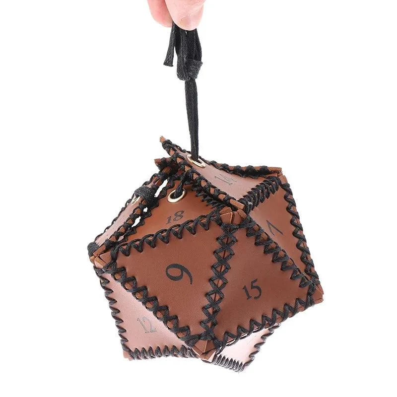 Dice Bag, Leather D20 Polygonal Pouch