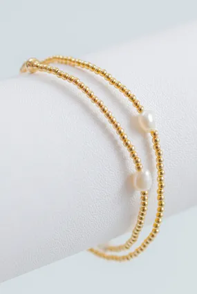 Double Wrap Pearl Bracelet | Gold