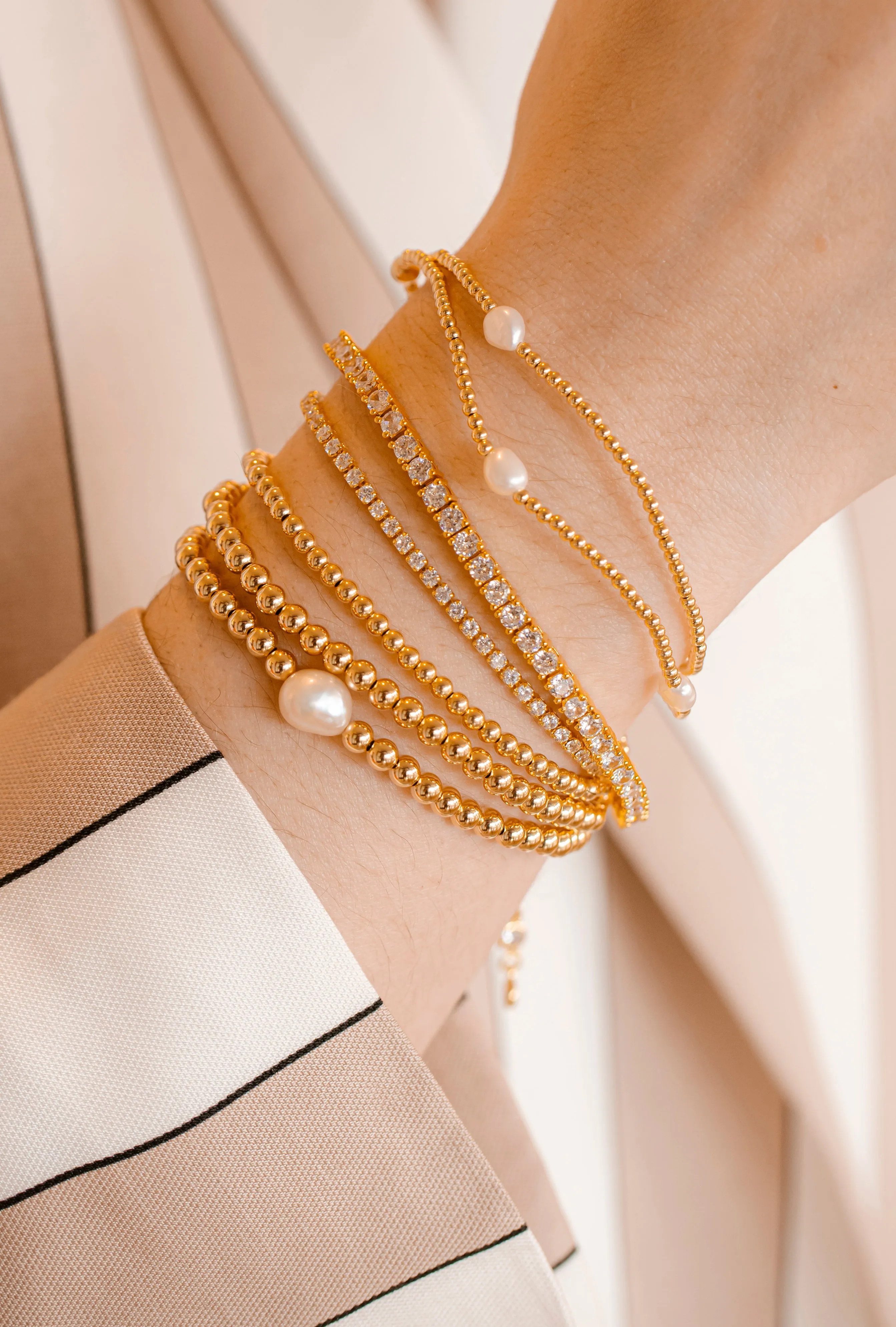 Double Wrap Pearl Bracelet | Gold