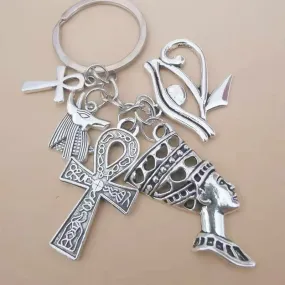 Egypt Egyptian Amulet Keychains Women Jewelry Accessories Ankh Cross Charms Key Chain Wedding Souvenir Gift for Guest Kids Woman