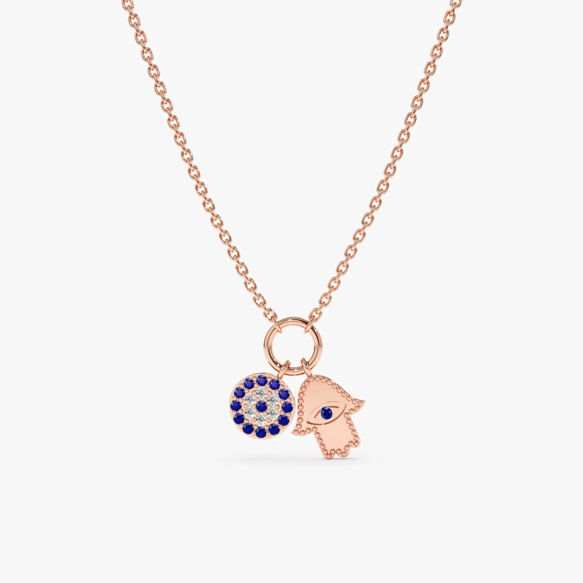Evil Eye & Hamsa Charms Necklace, Esme
