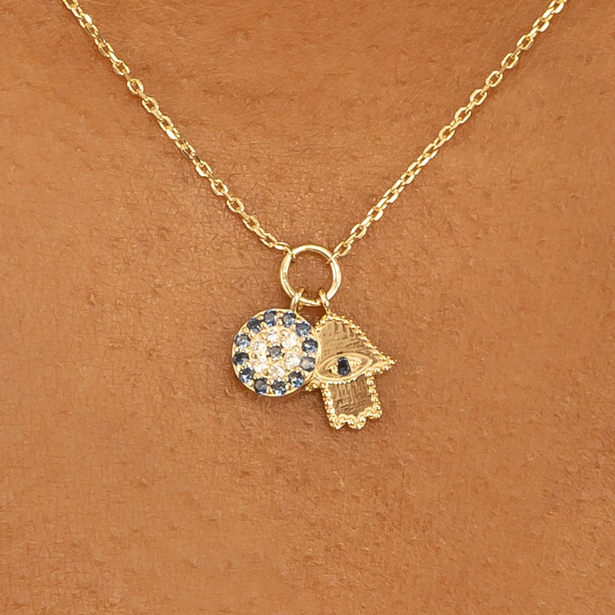 Evil Eye & Hamsa Charms Necklace, Esme