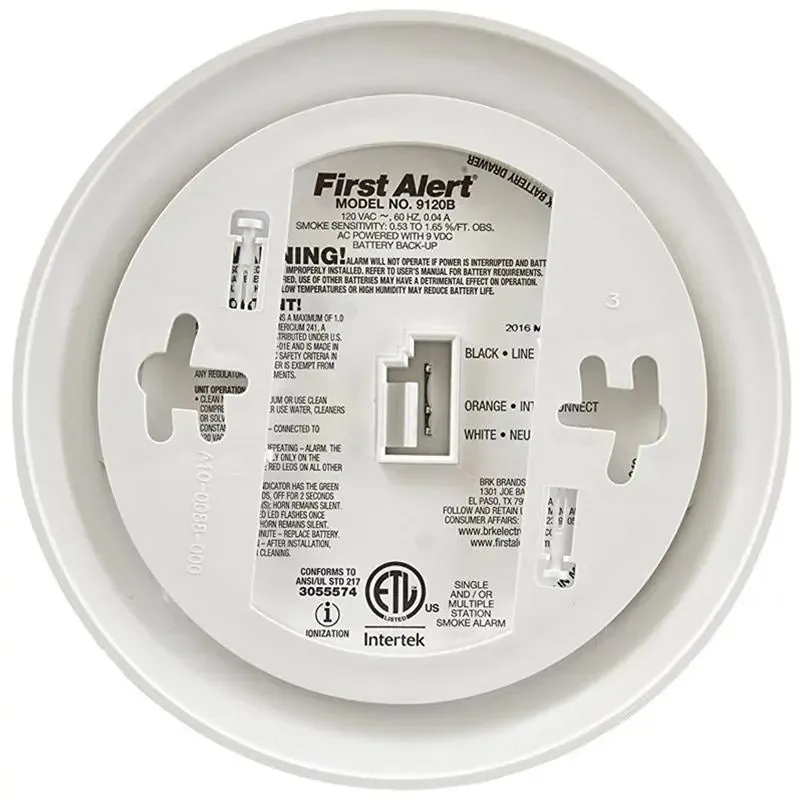 First Alert BRK 9120B Hardwired Smoke Detector Alarm w/ Battery Backup