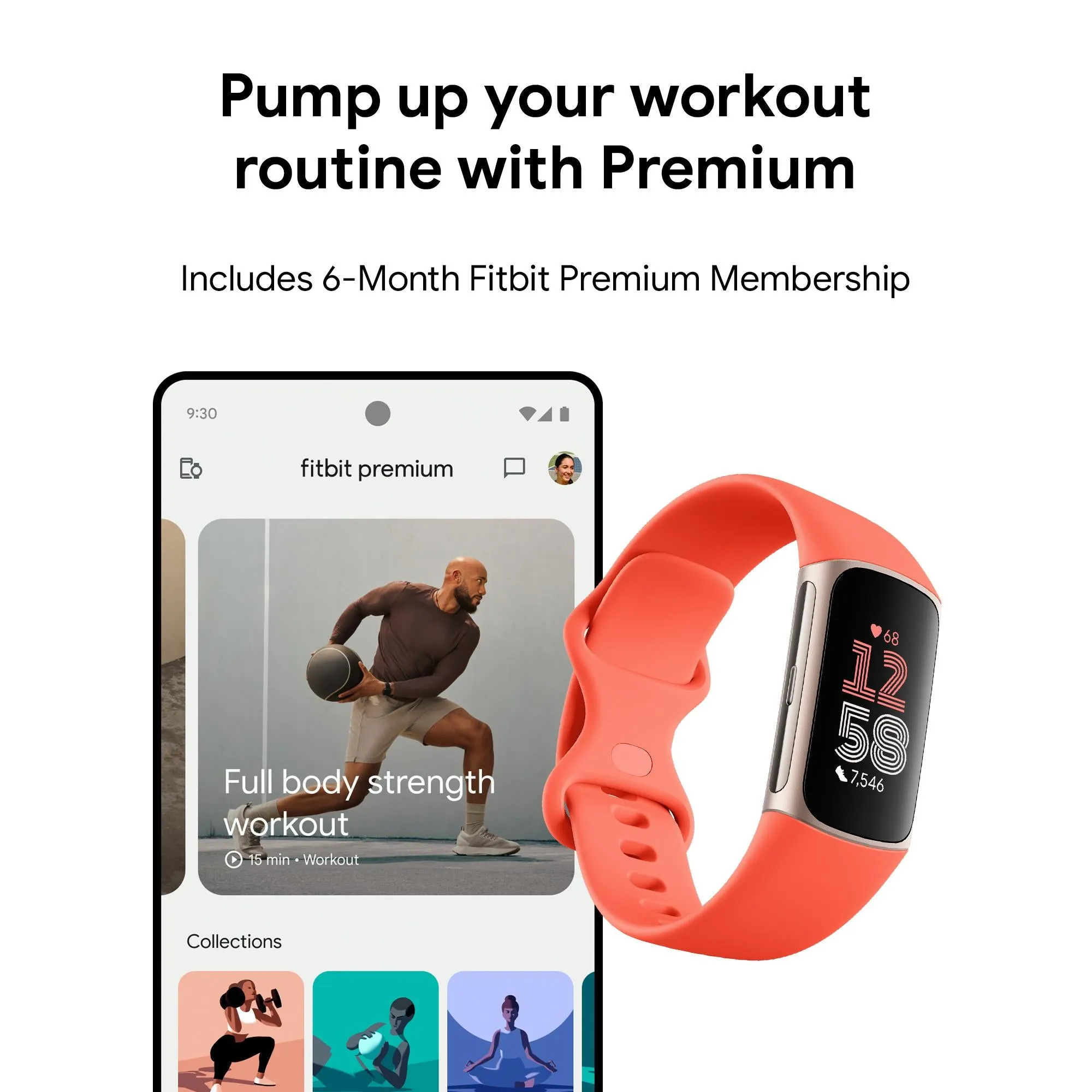 Fitbit Charge 6 Fitness Tracker (Coral/Champagne Gold Aluminium)