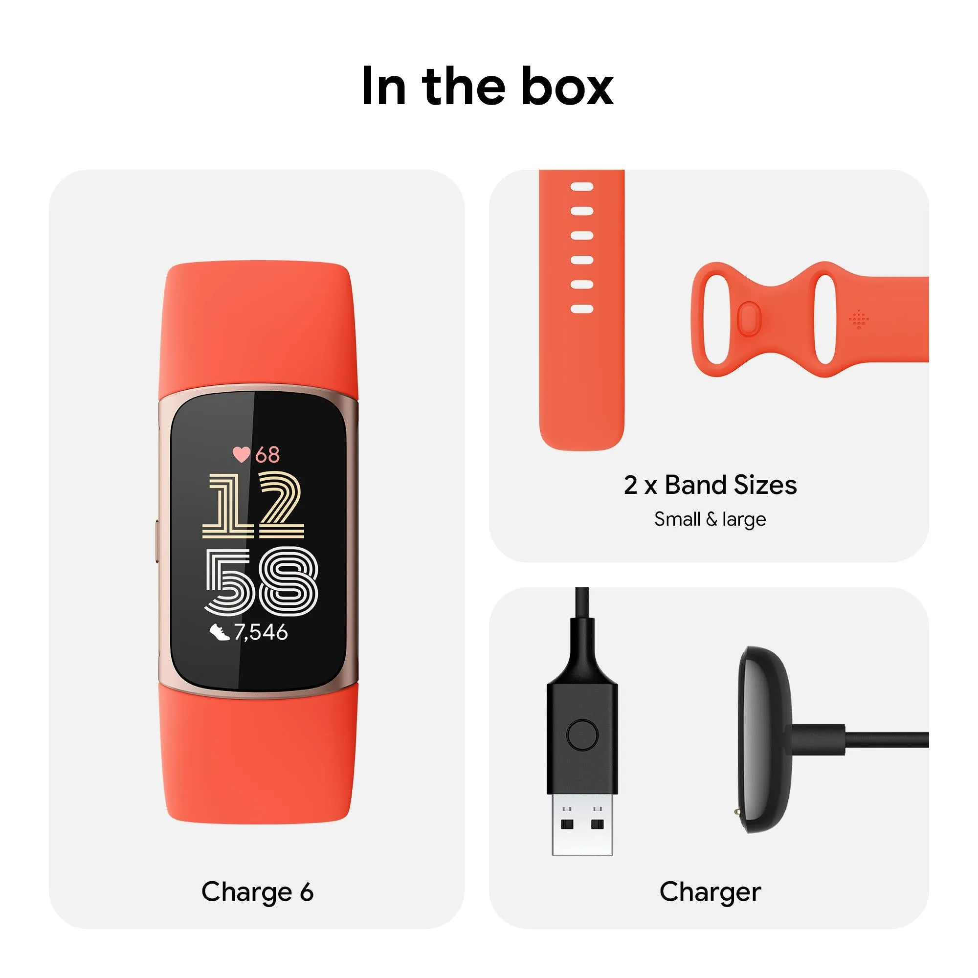 Fitbit Charge 6 Fitness Tracker (Coral/Champagne Gold Aluminium)
