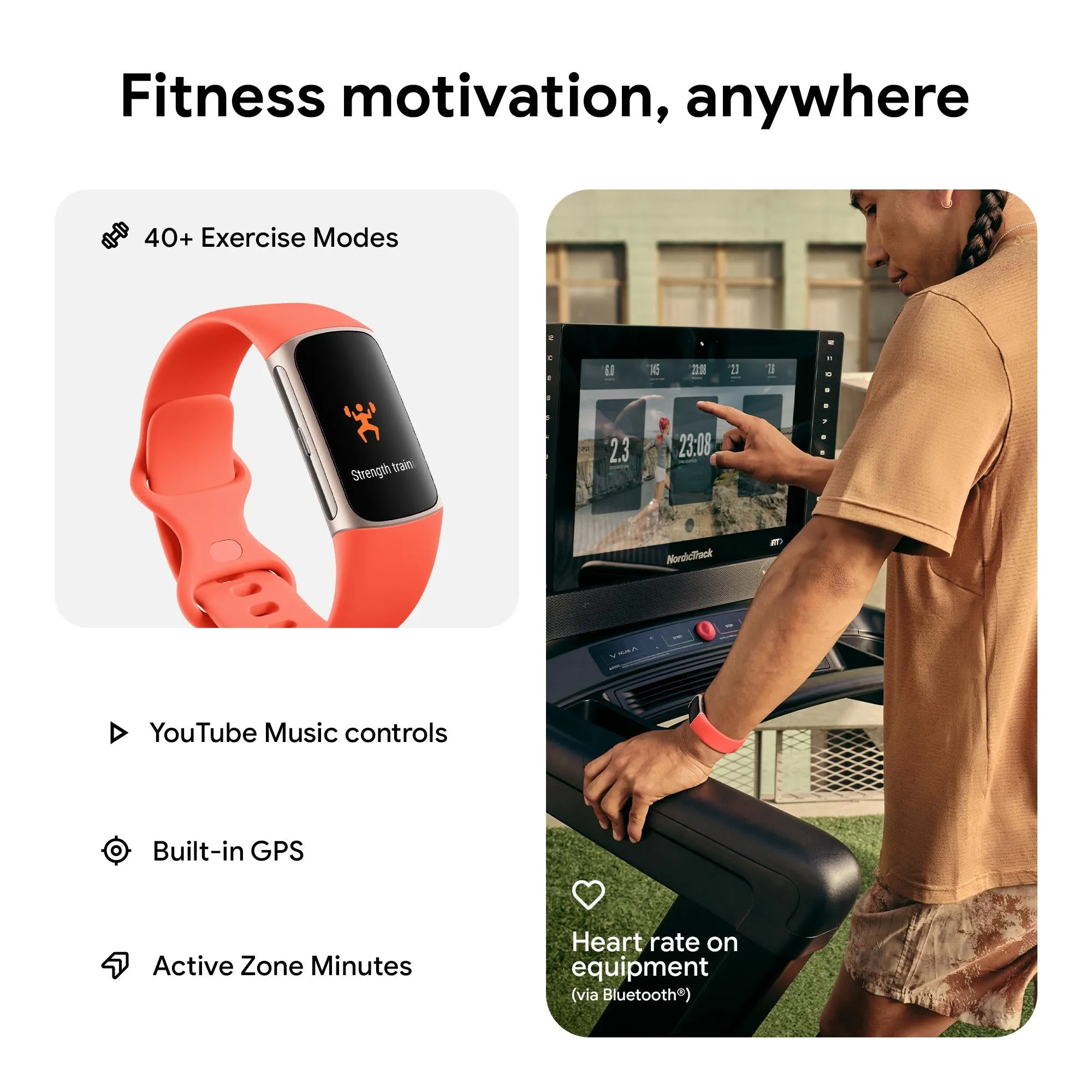 Fitbit Charge 6 Fitness Tracker (Coral/Champagne Gold Aluminium)